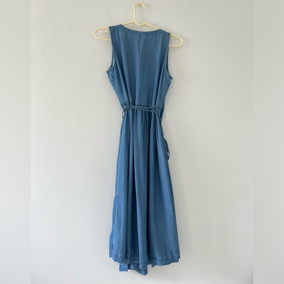 NWT Gap chambray wrap dress midi light blue denim xsmall petite lightweight XS P - Picture 5 of 12